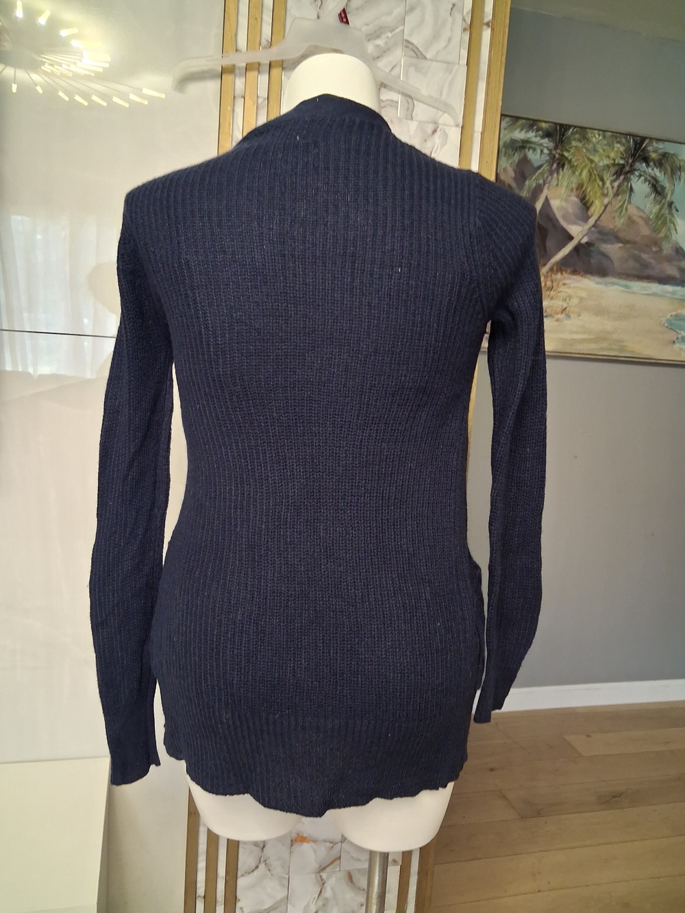 Ambiance Navy Open-Front Ribbed Cardigan - Picture 5 of 7